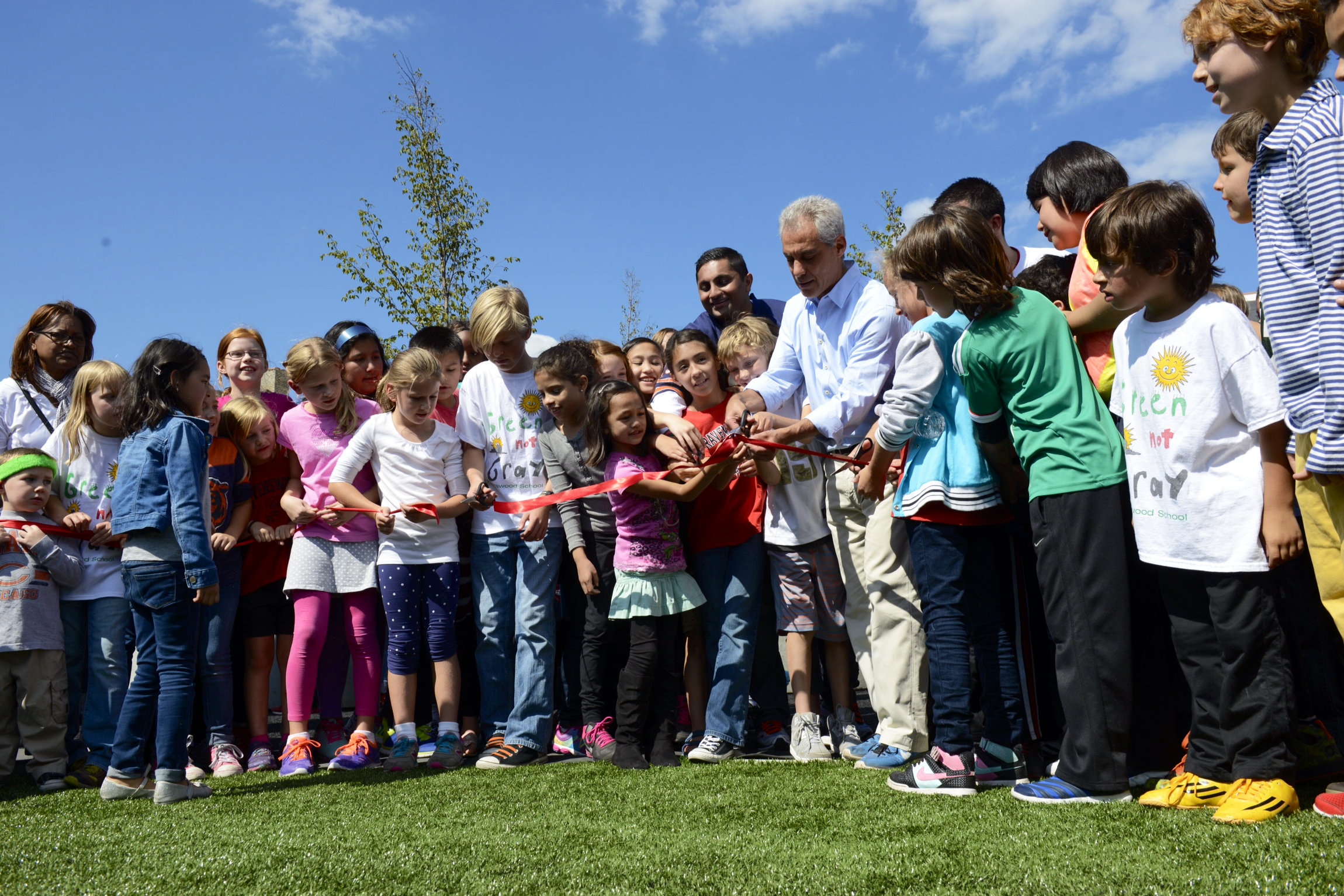 Mayor Emanuel Cuts Ribbon At Ravenswood Elementary School Playground